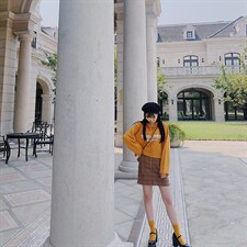 格子a裙半身裙女春秋2021新款高腰经典韩版显瘦小个子包臀短裙，女装半身裙，潮品会