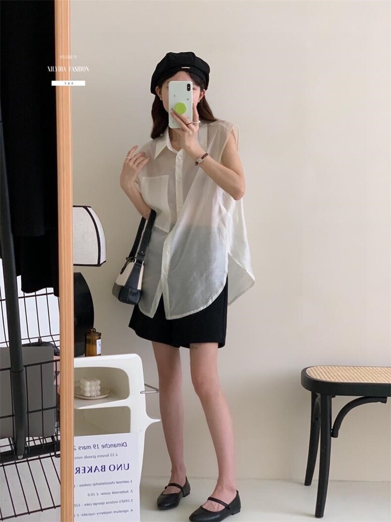 防晒套装女薄款欧洲站夏季新款欧货衬衫阔腿短裤两件,女装职业装,香丽迪1