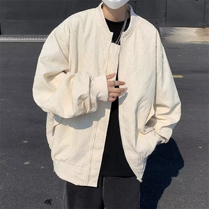 美式飞行员棒球服夹克男士春秋季潮牌宽松褶皱情侣外套 W7961-P70图片
