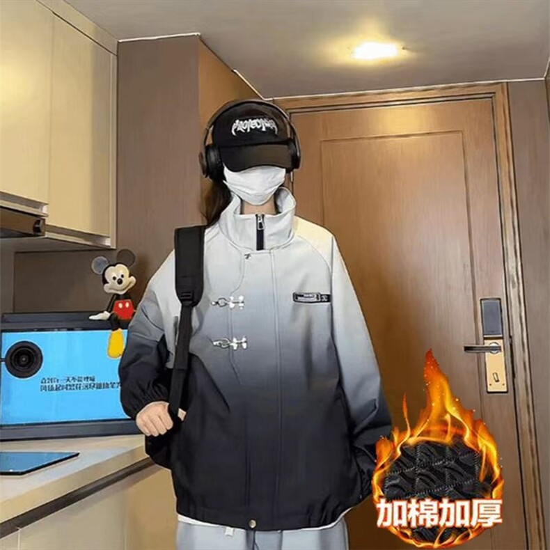新中式短款棉服男女冬季飞机扣设计立领工装棉衣情侣装外套,男装棉衣,四季星座505