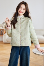 新中式国风两面穿提花棉衣外套女2025秋冬季爆款复古气质短款棉服，女装棉衣/棉服，新依时派