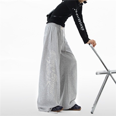 【现货】XZ612-W06-65控89美式复古字母刺绣卫裤抽绳阔腿休闲裤，男装休闲裤，星座612