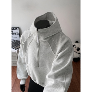 W8595 特P55  假模420克高品质拼接罗口带帽个性卫衣男图片