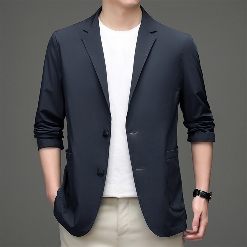 单排扣2023年翻领口袋春季上衣中老年长袖时尚西服SL2212，男装西服，钱塘6003（原4033）
