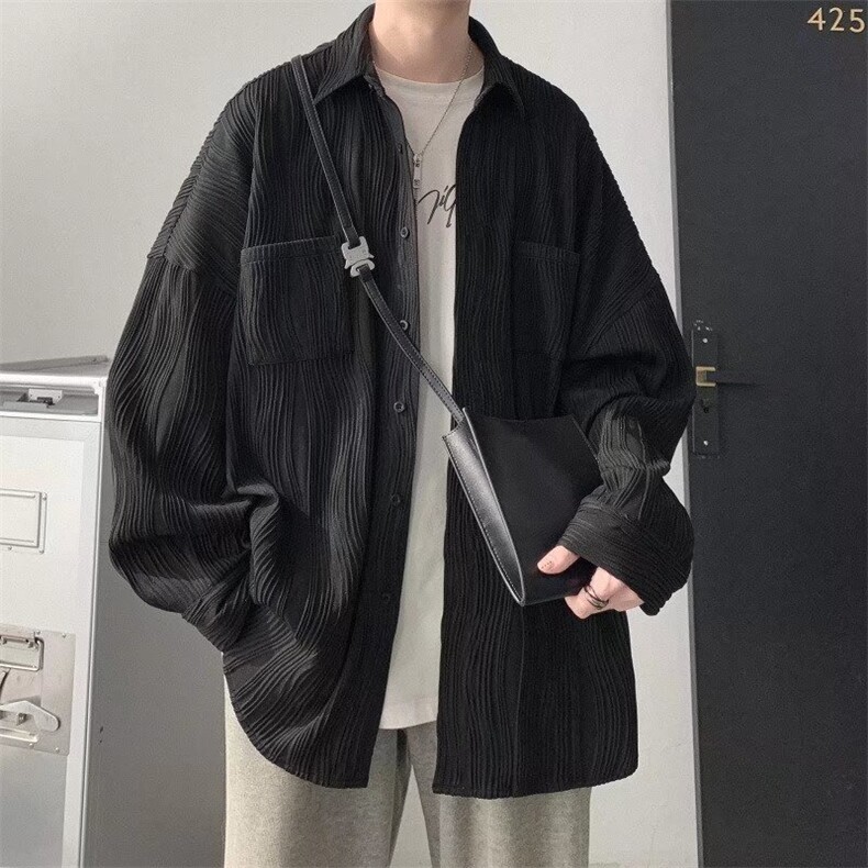 衬衫男长袖潮牌港风休闲痞帅高级感衬衣外套CS323-P38,男装衬衫,星座208-5