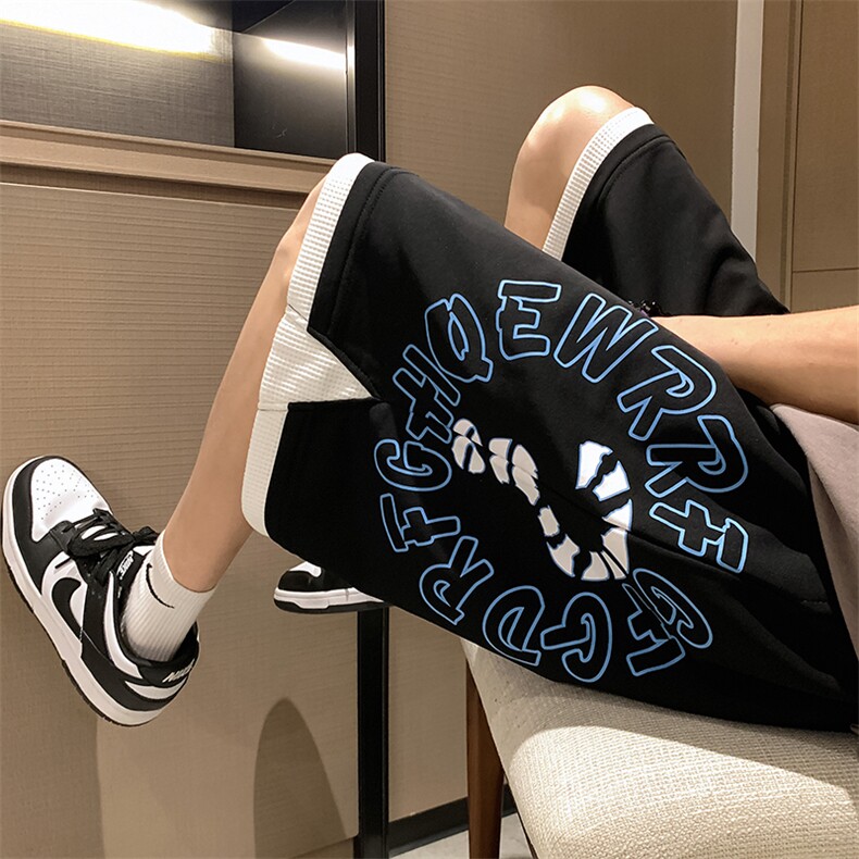 2025夏季港风休闲印花假两件设计五分裤B266-DK06-P30，男装牛仔裤，星座B257-1