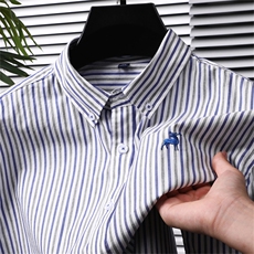 中年男士商务休闲长袖纯棉衬衫春秋季简约时尚男装立领薄款衬衣男，男装衬衫，电商B212（原钱塘6029）