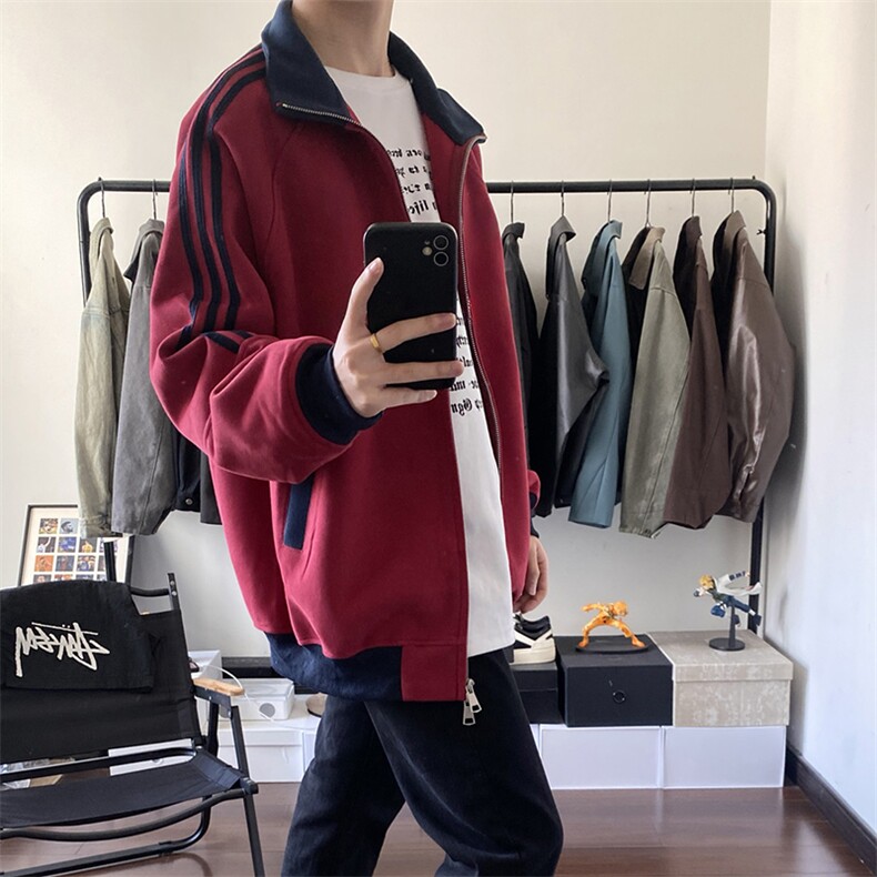 抖音得物高品质美式高街重磅结构设计拼接织带立领卫衣外套CM42,男装卫衣,电商A486