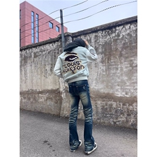 秋冬新款潮牌修身深蓝色牛仔裤男机车复古个性时尚青年小脚长裤子，男装牛仔裤，星座302B