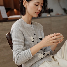 羊绒开衫女2025秋冬新款100纯羊绒外套高端时尚刺绣开衫针织上衣，女装羊绒衫，绒知纯羊绒