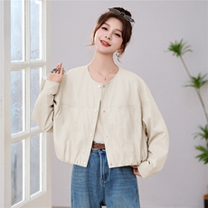 2026年春季时尚百搭宽松超软皮衣夹克外套，女装短外套，深水步