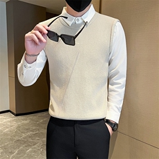 店主风小伙秋冬针织假二件毛衣男301A-1/M80/P75，男装针织衫/毛衣，星座301A-1