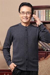 中老年人针织开衫男士爸爸春装上衣爷爷老人毛衣外套保暖春秋季图片