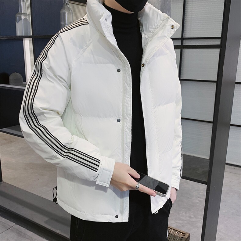 纯色羽绒服男2024冬季新款男士短款时尚白色三条杠羽绒服潮牌男装,男装羽绒服,电商A409-1