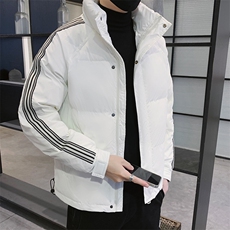 纯色羽绒服男2024冬季新款男士短款时尚白色三条杠羽绒服潮牌男装，男装羽绒服，电商A409-1