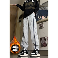 k3218-P48加绒P58秋冬抖音高品质潮牌宽松男女织带束脚休闲卫裤，男装休闲裤，电商A009A（原A058A）