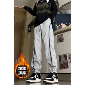 k3218-P48加绒P58秋冬抖音高品质潮牌宽松男女织带束脚休闲卫裤图片