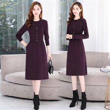 2021年秋冬时尚气质舒适毛衣连衣裙，女装连衣裙，金典明美