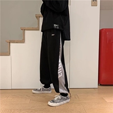 春秋季束脚裤男ins拼接字母运动休闲裤潮牌宽松百搭阔腿K8023-p30，男装休闲裤，星座1008-1