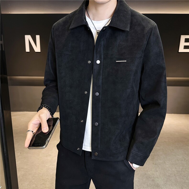 2026新款春季麂皮男士外套潮牌机车皮夹克A313-9975-P145188,男装夹克,电商A313
