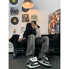 美式ins高街hiphop重工艺水洗毛边牛仔裤货号K712P65，男装牛仔裤，电商A063