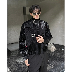 现货25秋冬男士蛇皮纹金属配件拼毛毛皮草皮夹克外套JK117-P168，男装夹克，电商B288