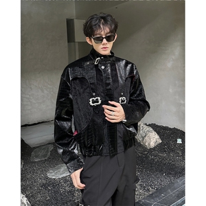 现货 25秋冬男士蛇皮纹金属配件拼毛毛皮草皮夹克外套JK117-P168图片
