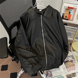 港风春款男皮衣夹克杉宽松皮外套JK025P65