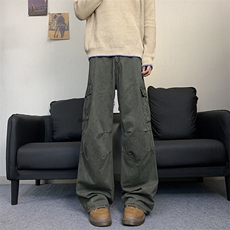 2025新款美式复古口袋伞兵工装裤褶皱街头男现货K8393-P52，男装休闲裤，星座512-3