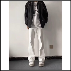 白色微喇牛仔裤男款小个子美式裤子显瘦显高直筒裤HK1012P33，男装牛仔裤，星座1112-1