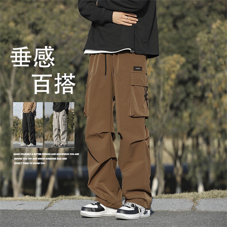 时尚新款工装伞兵裤男宽松直筒休闲裤美式多口袋裤子K211-特批-38图片