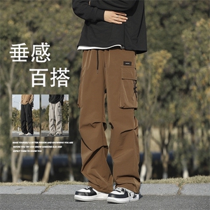 时尚新款工装伞兵裤男宽松直筒休闲裤美式多口袋裤子K211-特批-38图片