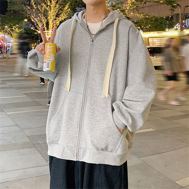 港风重磅开衫连帽卫衣男潮流百搭上衣夹克外套Y6506 P68图片