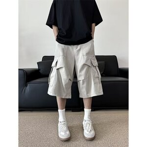 夏季复古大口袋工装短裤男女街头宽松阔腿七分裤  网图DK2586-P48图片