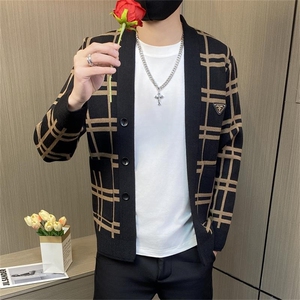 M3801-P65针织开衫外套春秋社会精神小伙夹克痞帅网红潮牌潮男图片