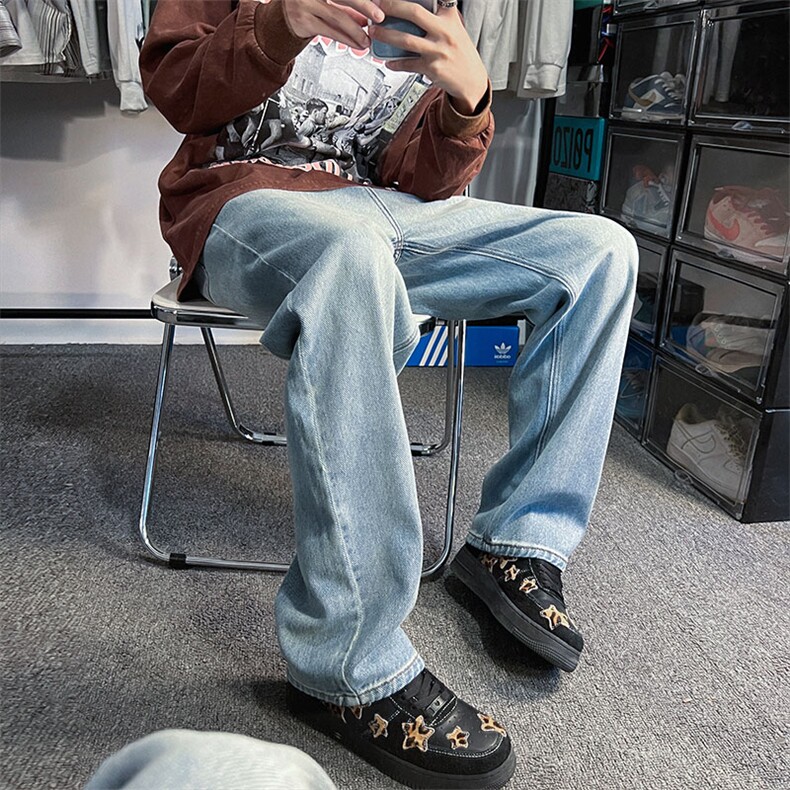 潮流拖地老爹裤男女可穿休闲牛仔长裤-NK091 P38【特价】图片
