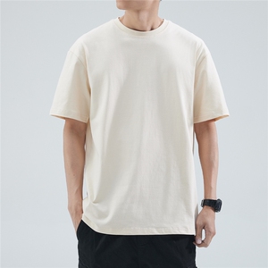 日系纯棉230g重磅短袖t恤男款圆领纯色白色打底衫夏季T92 309B-3图片