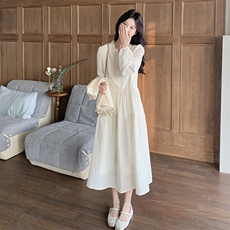独特漂亮蕾丝马甲长袖连衣裙套装女2025春季新款名媛超好看两件套，女装套装/套裙，浙宝203