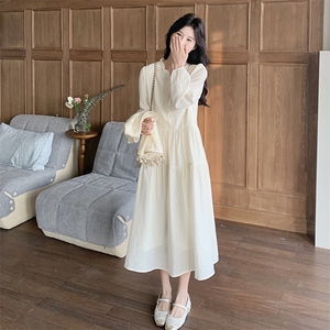 独特漂亮蕾丝马甲长袖连衣裙套装女2025春季新款名媛超好看两件套图片