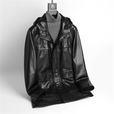 DLSN225002新款羽绒皮衣男头层山羊皮风衣连帽商务男装P1100，男装皮衣，电商B360