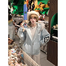 5713-P65原版内抽毛领可拆卸刺绣印花开衫外套薄款/加绒，女装短外套，星座617A-2