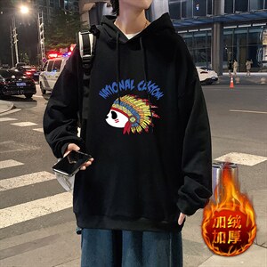 WY2196-P35加绒款-P40纯棉连帽卫衣男大码运动帽衫宽松薄外套男，男装卫衣，电商A040