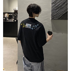 万针全刺绣解构设计260克重磅双纱纯棉高品质美式高街短袖T恤特33，男装T恤，电商A486