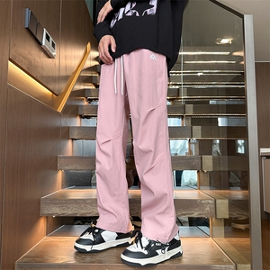 KP815 P28港风工装休闲裤男宽松直筒束脚伞兵裤图片
