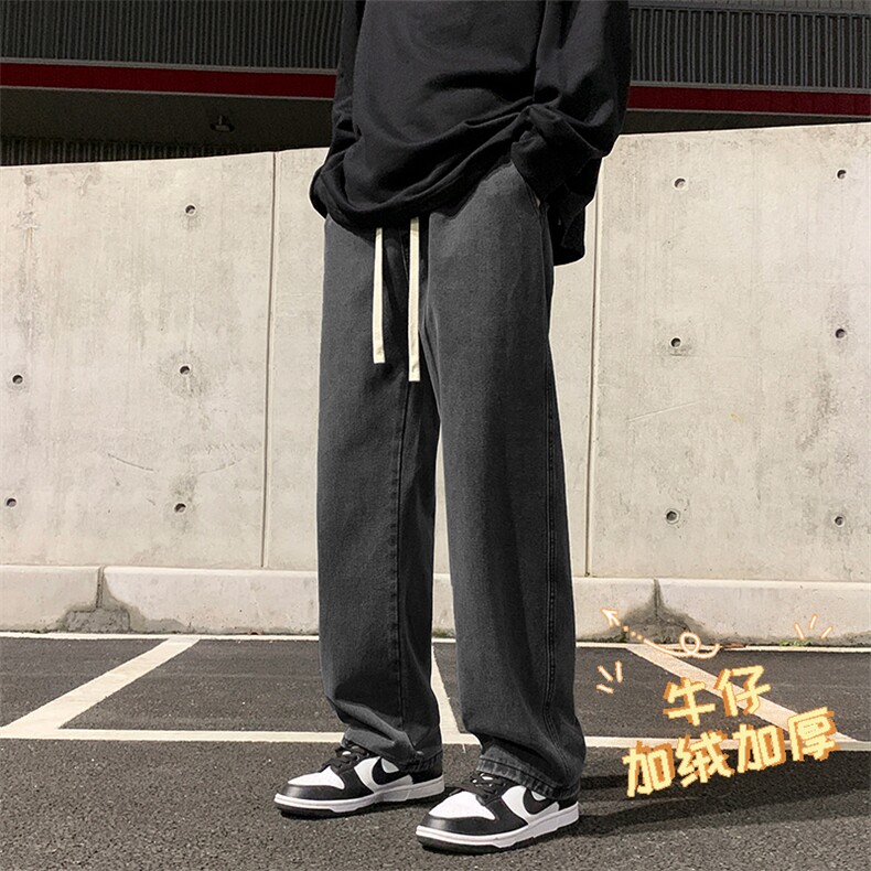 美式高街复古秋冬加绒宽松直筒潮牌休闲裤K823特批35-加绒特批45,男装休闲裤,星座718-1