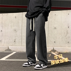 美式高街复古秋冬加绒宽松直筒潮牌休闲裤K823特批35-加绒特批45，男装休闲裤，星座718-1