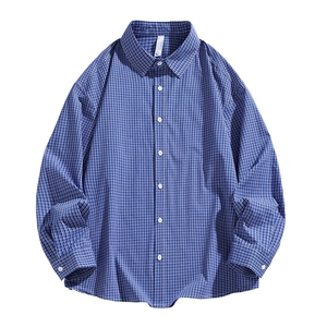 2025春夏格子衬衫学生男女情侣长袖港风外套图片