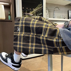 美式撞色格子夏季新款休闲短裤男女直筒宽松百搭五分裤K5163-P40，男装休闲裤，星座412-2