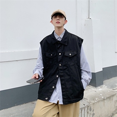 牛仔马甲背心男士秋季高街潮牌ins坎肩外套宽松休闲马夹MJ127-P68，男装背心/马甲，星座1103-3