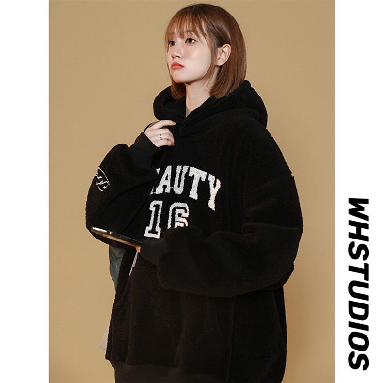 秋冬加绒加厚羊羔绒运动卫衣连帽外套中性风男女977-P90控价118，男装卫衣，电商A441-1